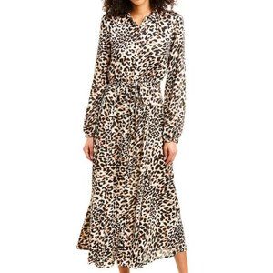 BCBG Max Azria Leopard Print Shirt Midi Dress NWT